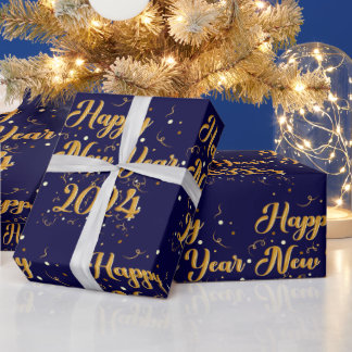 Happy New Year Navy Wrapping Paper