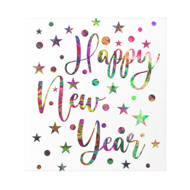 Happy New Year, New Year's Eve Celebration Pattern Notepad (Front)