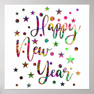 Happy New Year, New Year's Eve Celebration Pattern Poster
