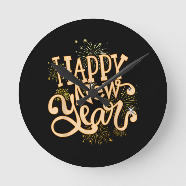 Happy New Year New Years Eve Party Women Men Famil Round Clock (Front)