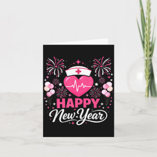Happy New Year Nurse Crew Heartbeat Medical Celebr Card