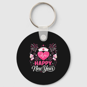 Happy New Year Nurse Crew Heartbeat Medical Celebr Key Ring