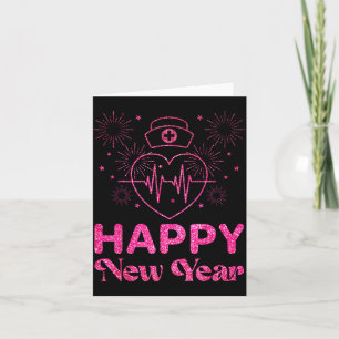 Happy New Year Nurse Crew Heartbeat New Years Eve  Card