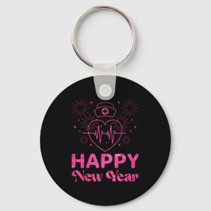 Happy New Year Nurse Crew Heartbeat New Years Eve Key Ring