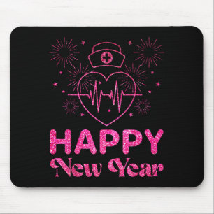 Happy New Year Nurse Crew Heartbeat New Years Eve  Mouse Pad