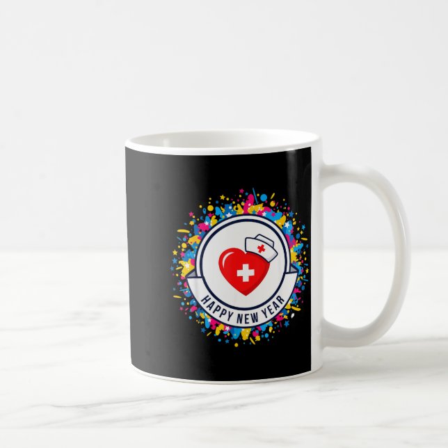 Happy New Year Nurse Shirt Cute Nk Heartbeat Medic Coffee Mug (Right)