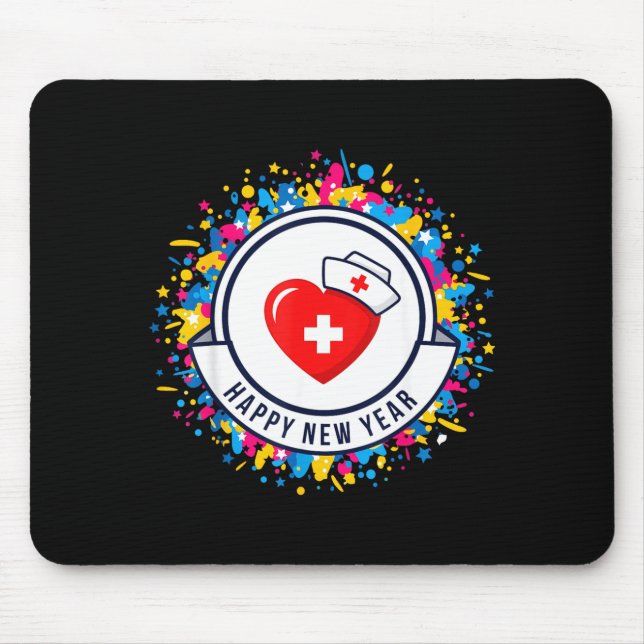 Happy New Year Nurse Shirt Cute Nk Heartbeat Medic Mouse Pad (Front)