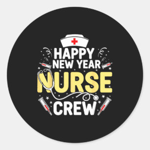 Happy New Year Nurse Shirt, Fireworks Stethoscope  Classic Round Sticker