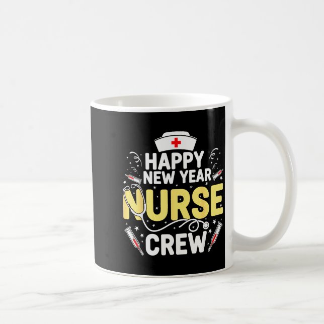 Happy New Year Nurse Shirt, Fireworks Stethoscope  Coffee Mug (Right)
