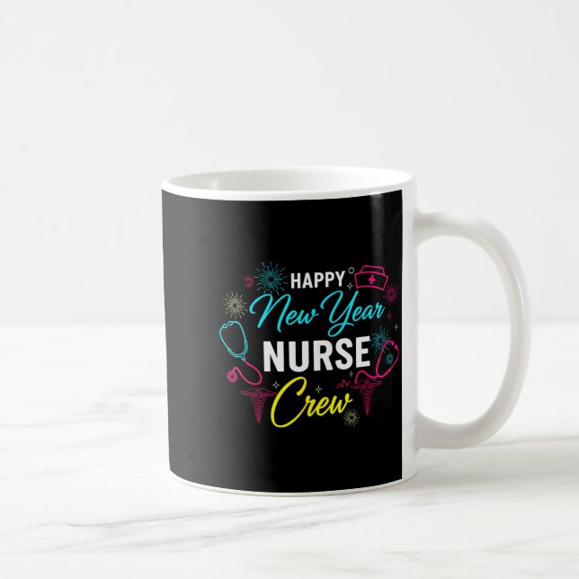Happy New Year Nurse Shirt, Fireworks Stethoscope  Coffee Mug (Right)