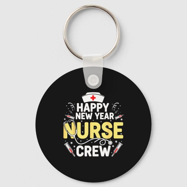 Happy New Year Nurse Shirt, Fireworks Stethoscope  Key Ring (Front)