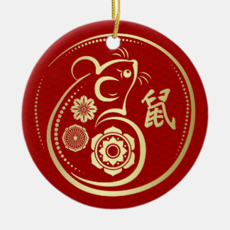 Happy New Year of The Rat - 2020 Ceramic Ornament