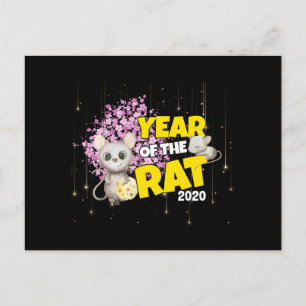 Happy New Year of the Rat 2020 - Cheese Art Postcard