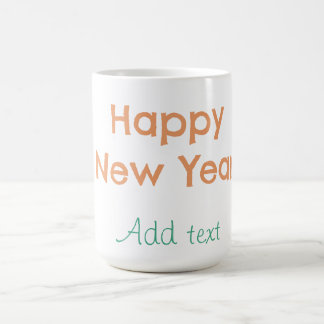 Happy new year orange green name date modern retro coffee mug
