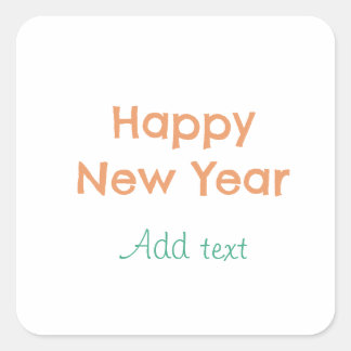 Happy new year orange green name date modern retro square sticker