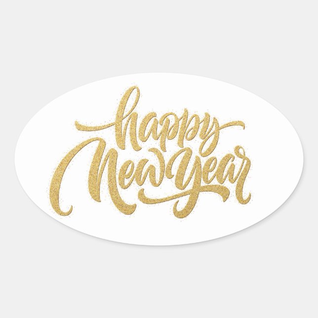Happy New Year Oval Sticker (Front)