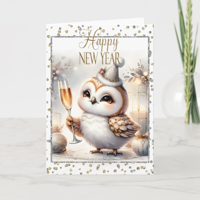 Happy New Year Owl Card (Front)