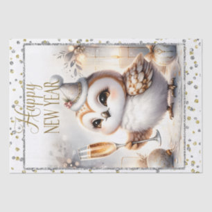 Happy New Year Owl Tissue Paper
