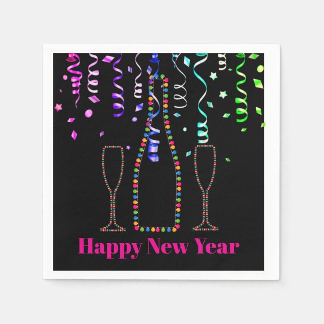 Happy New Year Paper Party Napkins (Front)