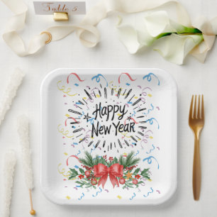 Happy new year paper plate