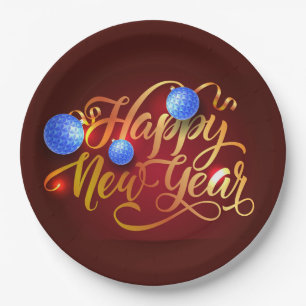 Happy New Year Paper Plate