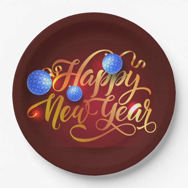 Happy New Year Paper Plate (Front)