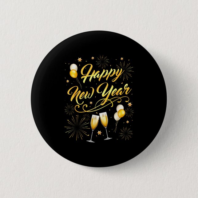 Happy New Year Party 2026 Ballon Family Matching  6 Cm Round Badge (Front)