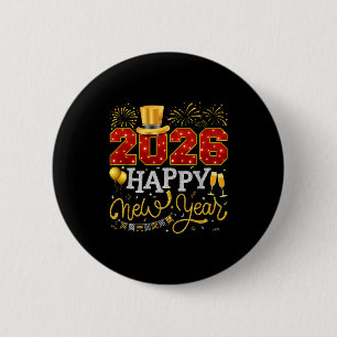 Happy New Year Party 2026 Ballon Family Matching C 6 Cm Round Badge