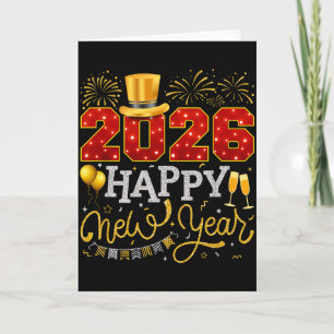 Happy New Year Party 2026 Ballon Family Matching C Card