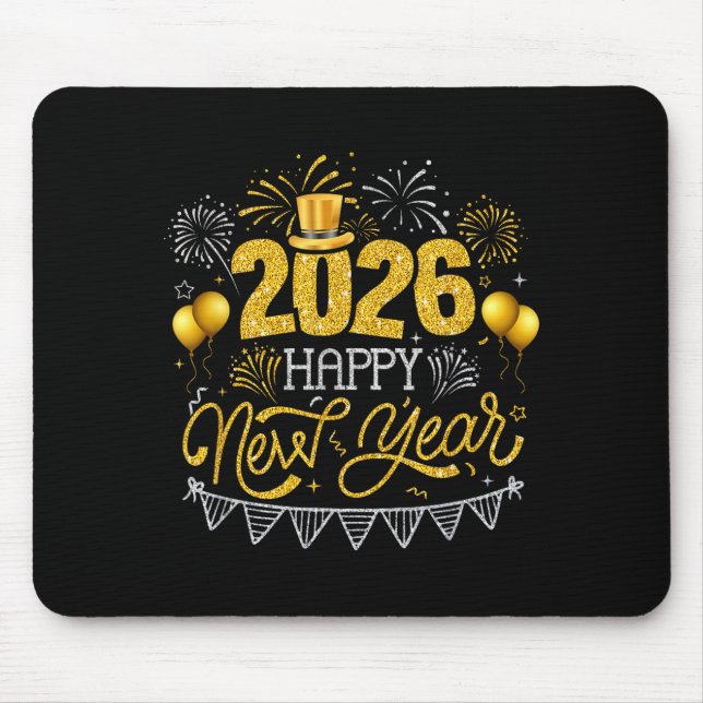 Happy New Year Party 2026 Ballon Family Matching F Mouse Pad (Front)