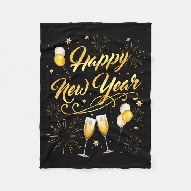 Happy New Year Party 2026 Ballon Family Matching  Fleece Blanket (Front)