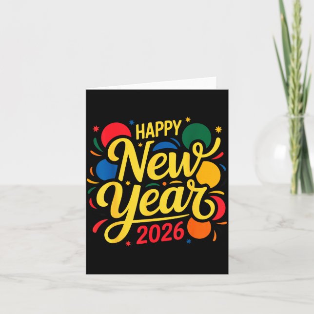 Happy New Year Party 2026 Ballon Family Matching M Card (Front)