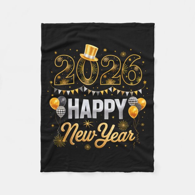 Happy New Year Party 2026 Ballon Family Matching M Fleece Blanket (Front)