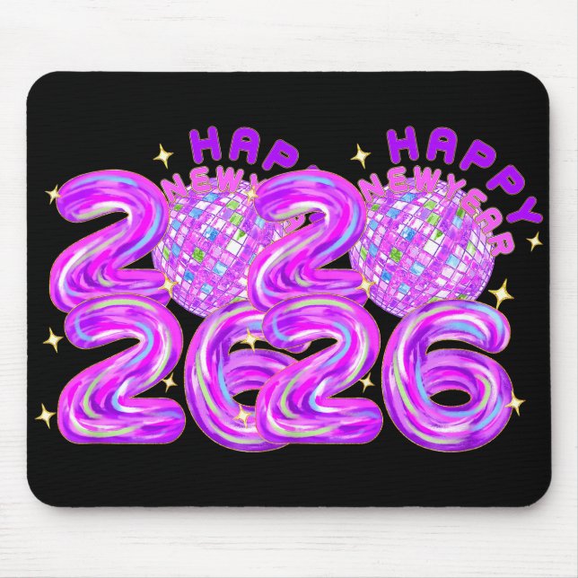 Happy New Year Party 2026 Ballon Family Matching M Mouse Pad (Front)