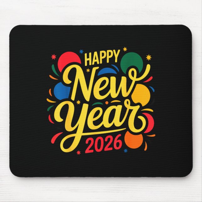 Happy New Year Party 2026 Ballon Family Matching M Mouse Pad (Front)