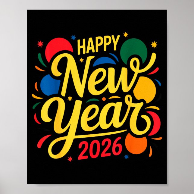Happy New Year Party 2026 Ballon Family Matching M Poster (Front)