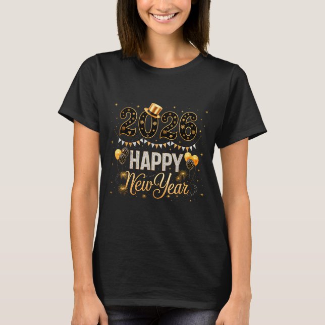 Happy New Year Party 2026 Ballon Family Matching M T-Shirt (Front)