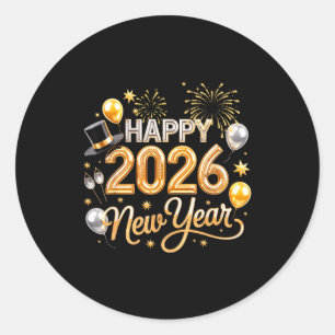 Happy New Year Party 2026 Ballon Funny Family Matc Classic Round Sticker