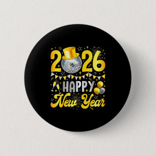 Happy New Year Party 2026 Balloon Family Matching 6 Cm Round Badge