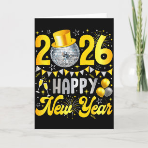 Happy New Year Party 2026 Balloon Family Matching  Card