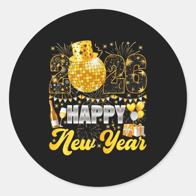 Happy New Year Party 2026 Balloon Family Matching  Classic Round Sticker (Front)