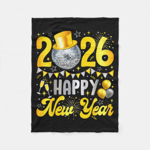 Happy New Year Party 2026 Balloon Family Matching Fleece Blanket
