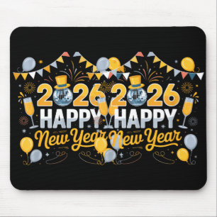 Happy New Year Party 2026 Balloon Family Matching  Mouse Pad