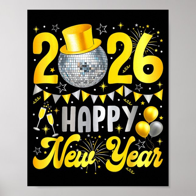 Happy New Year Party 2026 Balloon Family Matching  Poster (Front)