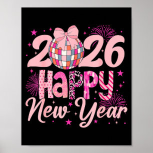 Happy New Year Party 2026 Disco Ball Family Matchi Poster