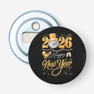 Happy New Year Party 2026 Funny Balloon Family Mat Bottle Opener