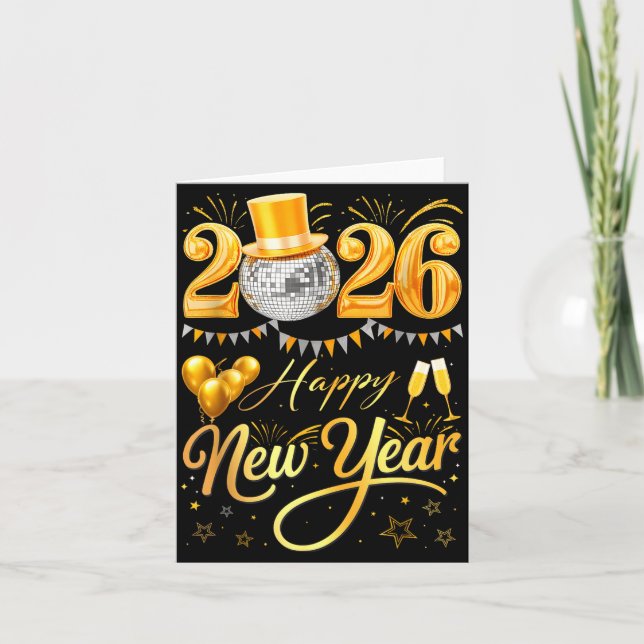 Happy New Year Party 2026 Funny Balloon Family Mat Card (Front)