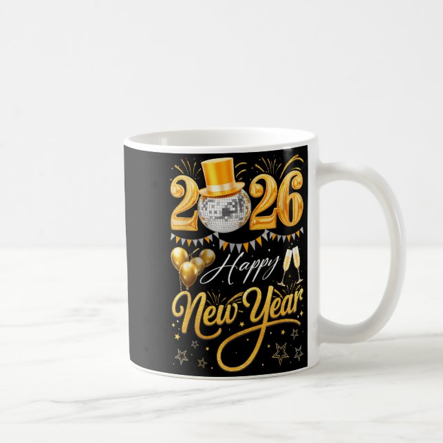 Happy New Year Party 2026 Funny Balloon Family Mat Coffee Mug (Right)
