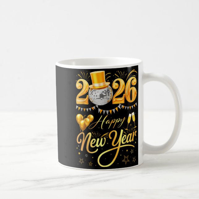 Happy New Year Party 2026 Funny Balloon Family Mat Coffee Mug (Right)