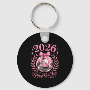 Happy New Year Party 2026 Funny Balloon Family Mat Key Ring